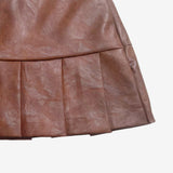 Martina Leather Jacket + Pleated Skirt Set