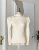 Ellow Half Neck Shirred Ribbed Knit