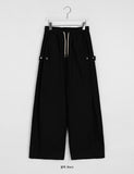 Welleu banding snap button wide cotton pants