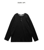 Simple Line Henley Neck Long Sleeve
