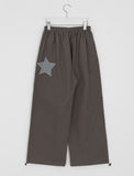 [BAONHAUS] Corylin Star Patch Banding Wide Pants