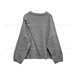 Mayo diagonal button wool round knit