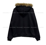 Sea Row Printing Fur Hood Zip-Up
