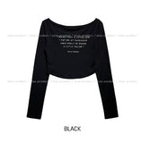 Little Lettering Boat Neck Crop Long Sleeve