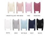 Nav Square Neck Tencel Long Sleeve T-Shirt