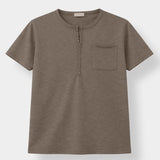 Kato Henley Neck Slub Short Sleeve T-shirt