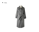 Naren High Neck Quilted Wool Belt Long Coat