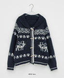 Kyuin Duffle Collar Knit Nordic Cardigan