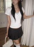Laugh Pleats Denim Mini Skirt Pants
