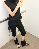 SHIRRING SKIRT-LAYERED PANTS