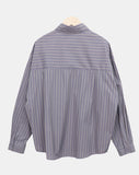 [MADE] Kael Color Matching Stripe Loose Fit Long Sleeve Shirt