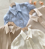 [Tie set] Sell See-through Collar Short Sleeve Blouse
