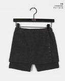 [Brushed Lining] Peel Button Slit Layered Skirt Shorts