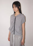 GINGHAM SHIRRING ZIP-UP