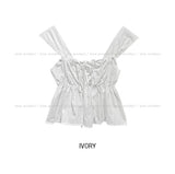 Mary's ribbon shirring crop blouse