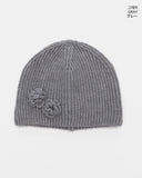 Kinjo Vintage Rose Flower Ribbed Knit Beanie