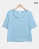 Viet Button Point Color Short Sleeve T-shirt