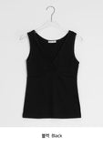 Ichi Deep V-Neck Lace Ribbed Wrap Sleeveless