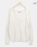 Doan Back Point Lettering V-neck Knit Cardigan