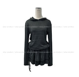 Berry Stripe Hood Flare Wrap Skirt Set