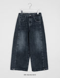 Wanko Side Pin Tuck Wide Denim Pants