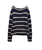 [LANARCH] Frayed Cable Stripe Sweater