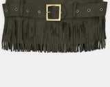 [Belt set] Leah Suede Two-Belt Tassel Mini Skirt