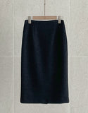 Newriel Wool Tweed H-Line Midi Skirt