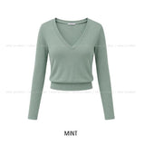 Pint Crop V-Neck Slim Long Sleeve