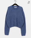 [MADE] Afong Balaclava Boucle V-neck Crop Knit Set