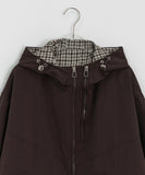 Berndi Check Crop Hood Windbreaker Zip-Up Jumper