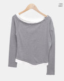 Raon Unbalanced Studded One-Shoulder T-Shirt