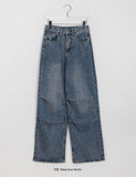 Length parachute washed denim pants