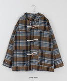 [unisex] Donico Check Duffel Quilted Hood Half Coat
