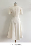 Berlin Notch Square-Neck Short Sleeve Tweed Flare One Piece