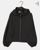 Ponel Grid Check Windbreaker Nylon Two-Way Hood Zip-Up