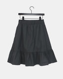 Toddy Pintuck Lace Flare Back Banding Midi Skirt