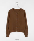 Kyudijeu Color Round Plain Knit Cardigan