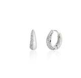 Claw Silver Half Pave One-Touch Earrings M