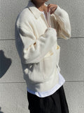 Coma collar knit zip-up