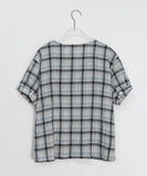 Dudas Frill Check Round Short Sleeve Blouse