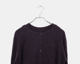 Kevil Round Button Long Sleeve Knit Sleeveless Cardigan Set