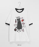 [unisex] Sosense Cat Print Color Matching Over Short Sleeve Tee