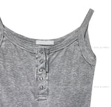 Folded ribbed snap sleeveless shirt