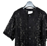 Suo crochet punching knitwear half shirt