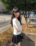 Sona Lace Muffler Bean Button Shirring T-shirt Set