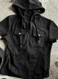 Pigment Short Sleeve Line Hood Zip-Up
