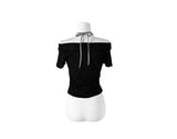 Bow Halter Layered Off-Shoulder Short Sleeve T-Shirt