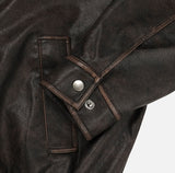 Pond cut washing two-way leather jacket