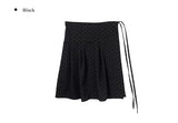 Ponce Dot Wrap Skirt Layered Pants Set